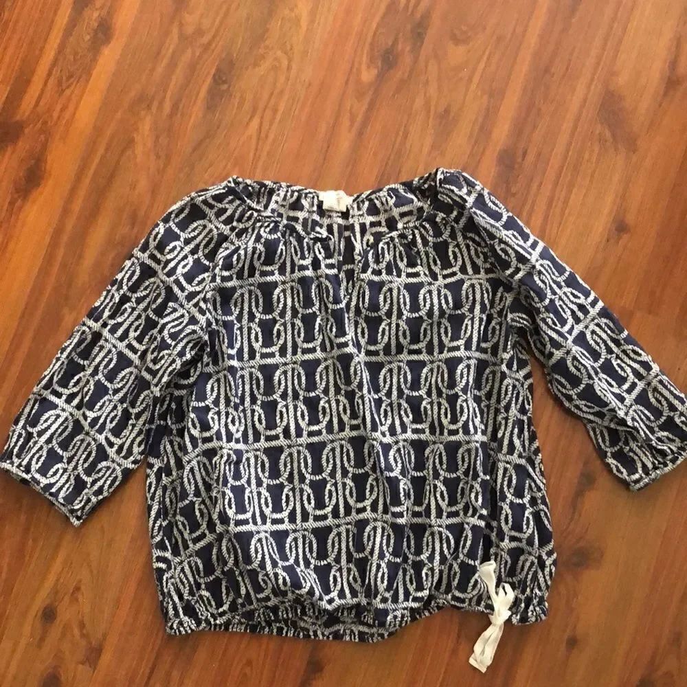 Crewcuts Navy and white nautical gauze top. 100% cotton size girls 8